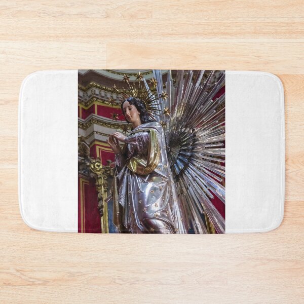 Item preview, Elegant Angel Statue With Radiant Silver Robe and Spiky Gold Halo in Ornate Church Decor designed and sold by Nmallia.
