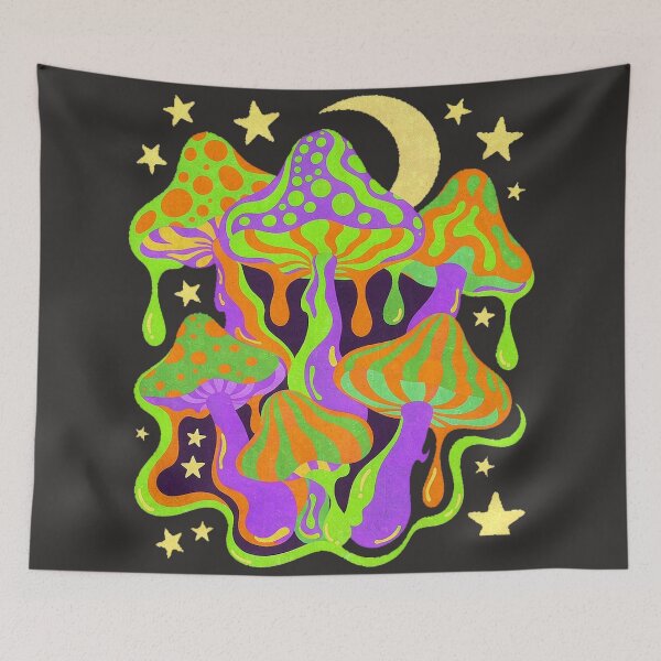 Item preview, Psychedelic Mushrooms and Stars with Moon designed and sold by LEOYinger.
