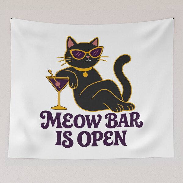 Item preview, Black Cat Martini Meow Bar Halloween designed and sold by Uglyandcute.