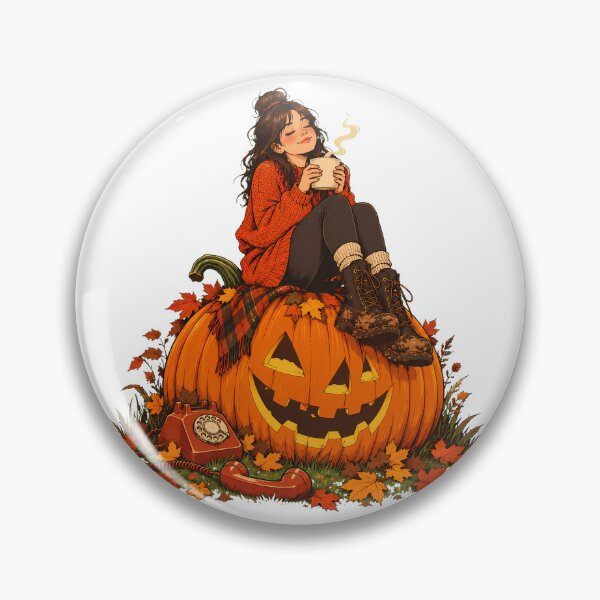 Item preview, Pumpkin Girl Sitting On Jackolantern Halloween Introvert designed and sold by chattsuede.