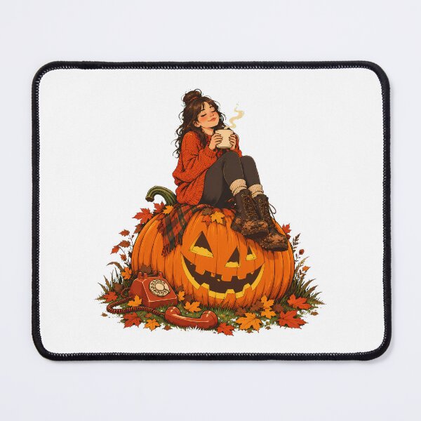 Item preview, Pumpkin Girl Sitting On Jackolantern Halloween Introvert designed and sold by chattsuede.
