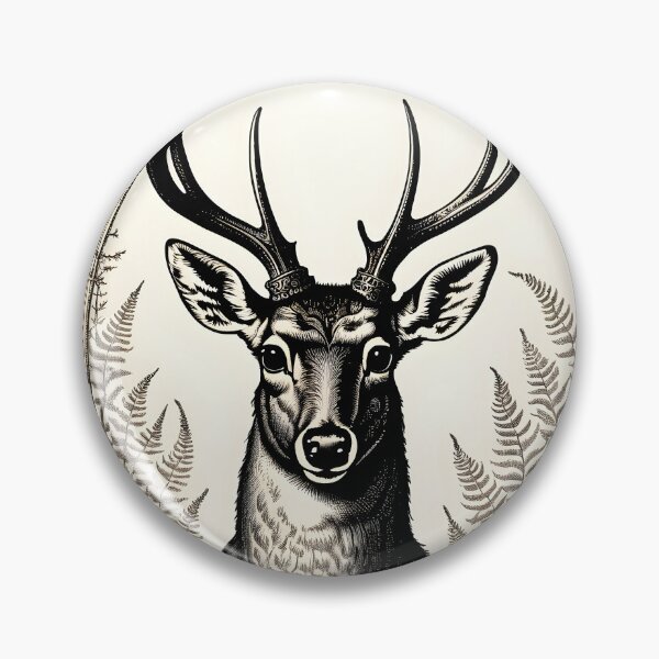 Item preview, Stag head in antique copperplate engraving style designed and sold by Keldorhunt.