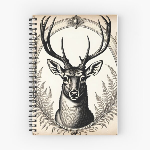 Item preview, Stag head in antique copperplate engraving style designed and sold by Keldorhunt.