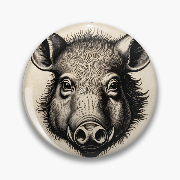 Item preview, Boar's head in antique copperplate engraving style designed and sold by Keldorhunt.