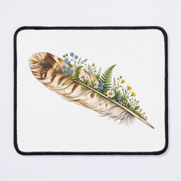 Item preview, Botanical Feather with Wildflowers – Rustic Cottagecore Nature Floral Boho Aesthetic designed and sold by MrDev.