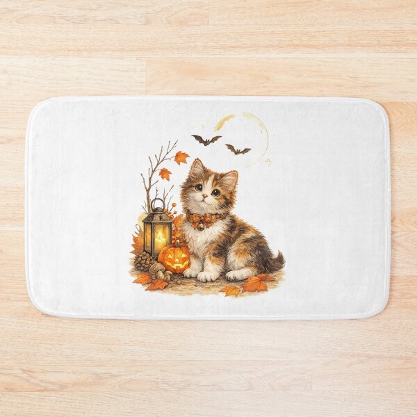 Item preview, Kitten with a Glowing Halloween Lantern | Halloween Cat designed and sold by PAPIRO SIGLO XXI.
