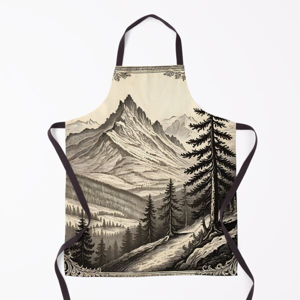 Item preview, Alpine mountain landscape in the style of antique copperplate engraving designed and sold by Keldorhunt.