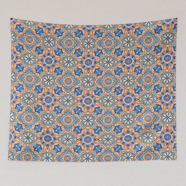 Item preview, Blue and Orange Mediterranean Ornamental Mosaic designed and sold by AOCollections.