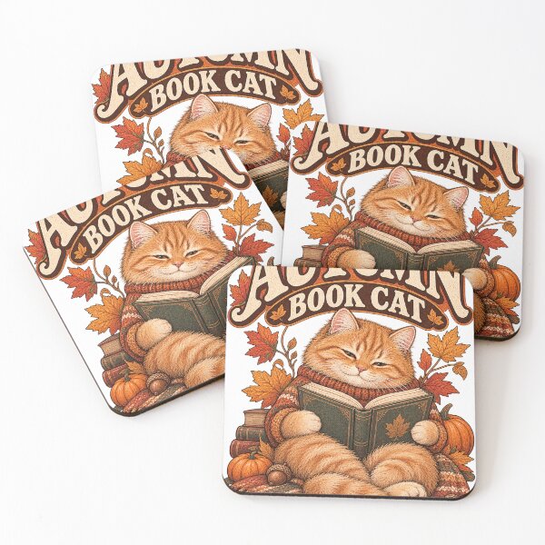 Item preview, Autumn Book Cat – Cozy Reading Cat Illustration designed and sold by manszoank.