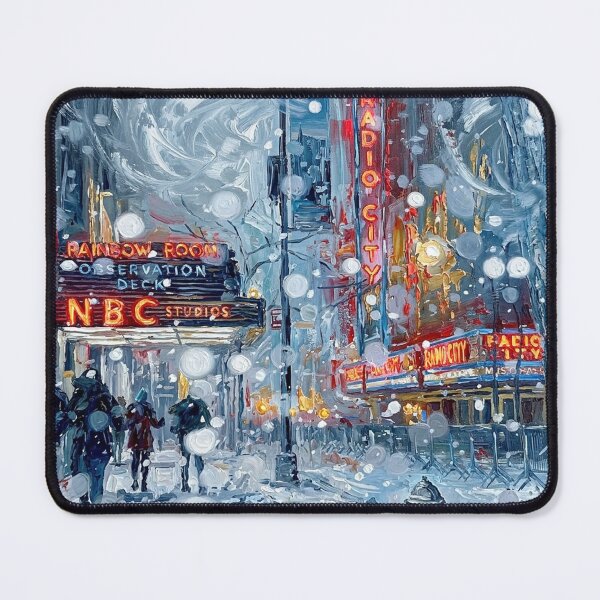 Item preview, Blizzard at Radio City – Impressionist NYC Oil Painting designed and sold by CleverCulture.