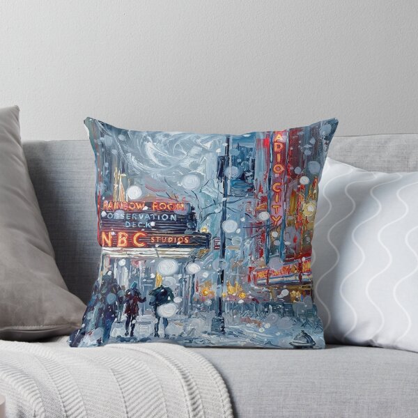 Item preview, Blizzard at Radio City – Impressionist NYC Oil Painting designed and sold by CleverCulture.