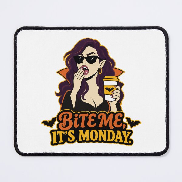 Item preview, Bite Me Monday Vampire Coffee Humor designed and sold by Uglyandcute.