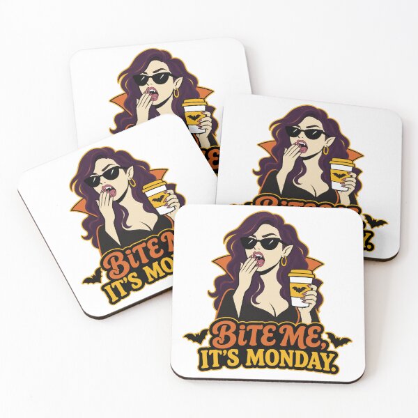 Item preview, Bite Me Monday Vampire Coffee Humor designed and sold by Uglyandcute.