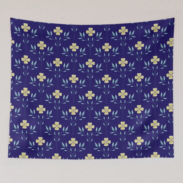 Item preview, Yellow Flowers on Dark Blue Pattern designed and sold by Anne Kerrigan Design.