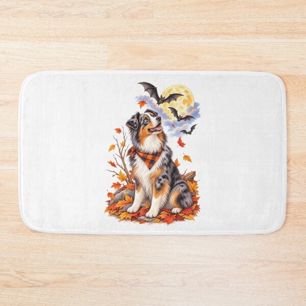 Item preview, Australian Shepherd Watching Bats | Halloween Dog designed and sold by PAPIRO SIGLO XXI.