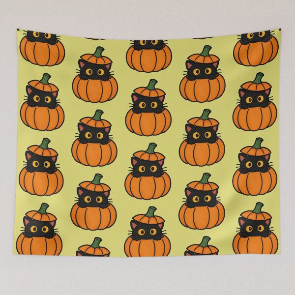 Item preview, Kawaii Black Cat Hiding in a Pumpkin Halloween designed and sold by AOCollections.