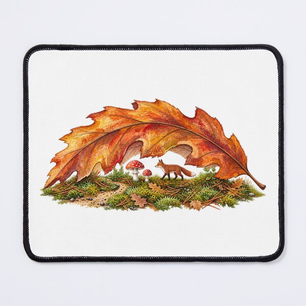 Item preview, Cute Fox Under Autumn Maple Leaf – Woodland Mushroom Fall Cottagecore Nature Art designed and sold by MrDev.