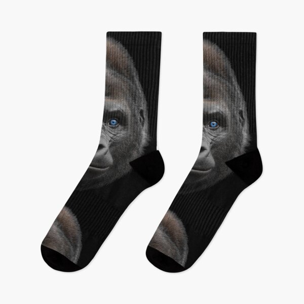 Item preview, Gorilla Face Portrait Blue Eyes Wildlife Art designed and sold by cabana.space.