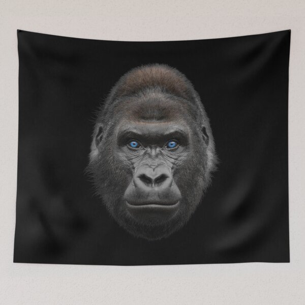 Item preview, Gorilla Face Portrait Blue Eyes Wildlife Art designed and sold by cabana.space.