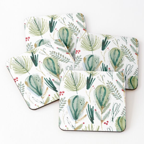 Item preview, Watercolor Christmas Botanical Pattern Sage Green Holly Berry designed and sold by AOCollections.