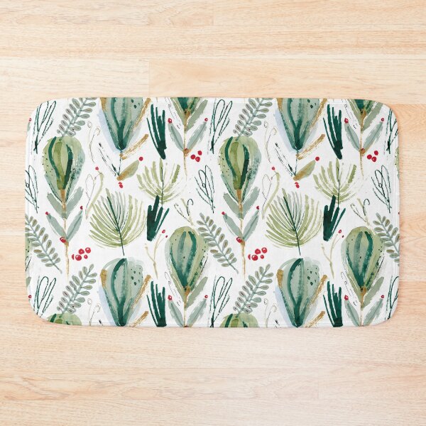Item preview, Watercolor Christmas Botanical Pattern Sage Green Holly Berry designed and sold by AOCollections.