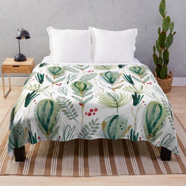 Item preview, Watercolor Christmas Botanical Pattern Sage Green Holly Berry designed and sold by AOCollections.