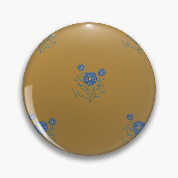 Item preview, Blue Flowers on Mustard Brown Pattern designed and sold by Anne Kerrigan Design.