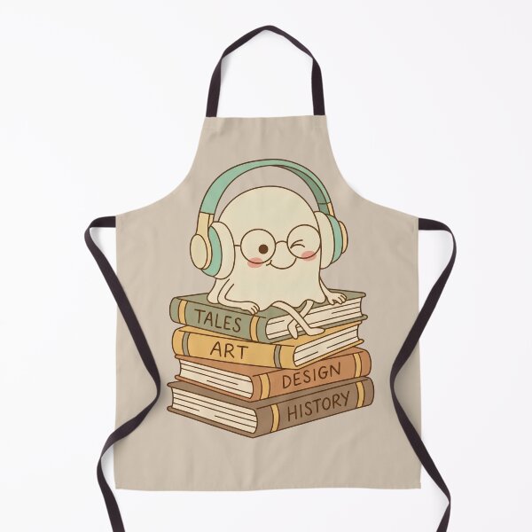 Item preview, Cute Kawaii Bookworm Ghost with Headphones & Glasses designed and sold by AOCollections.