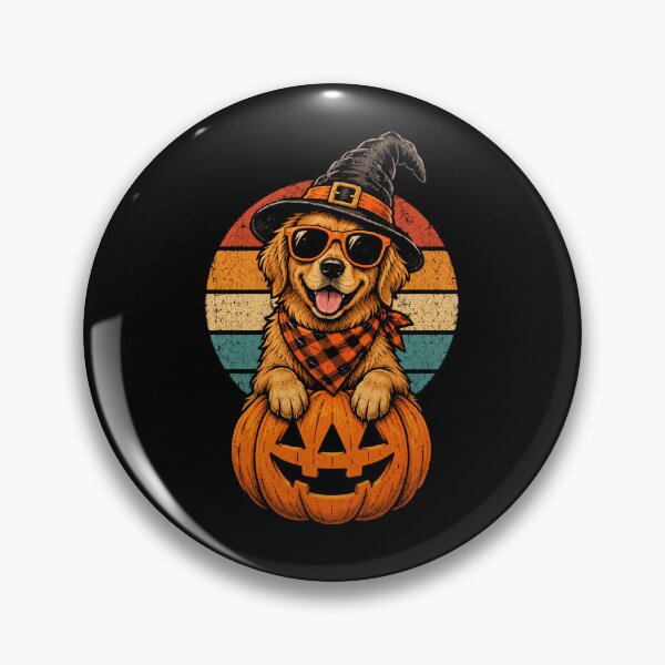 Item preview, Golden Retriever Halloween Pumpkin Retro Witch Style designed and sold by Moizento.