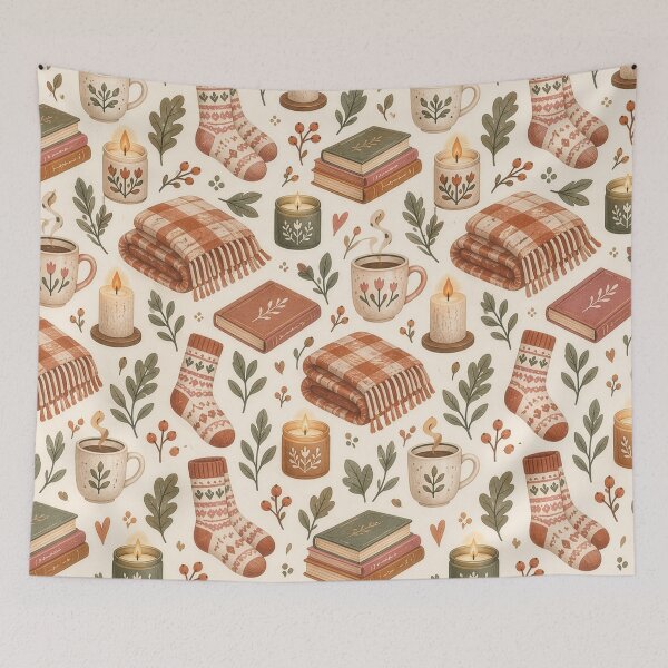 Item preview, Cozy Autumn Hygge Seamless Pattern designed and sold by divifillius.