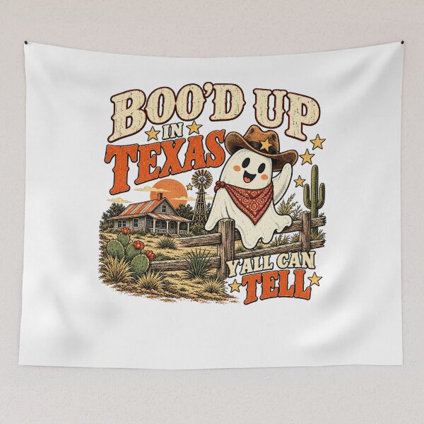Item preview, Cute Texas Halloween Ghost Cowboy Western Desert Vintage Design designed and sold by CatiaStudioArt.