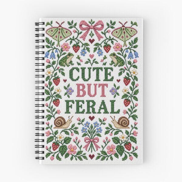 Item preview, Cute But Feral Funny Cottagecore Cross Stitch Art designed and sold by ArcanePrintsxo.