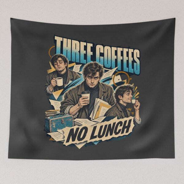 Item preview, Three Coffees No Lunch, Overcaffeinated Office Worker Humor designed and sold by AmiGraph.