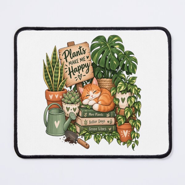Item preview, Cute Plant Lover Cat – Plants Make Me Happy designed and sold by NovaNest  Studio.