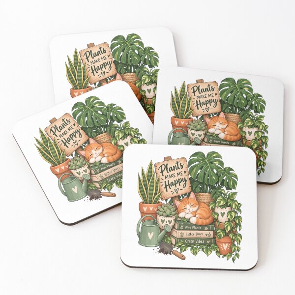 Item preview, Cute Plant Lover Cat – Plants Make Me Happy designed and sold by NovaNest  Studio.