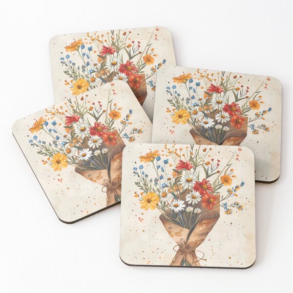 Item preview, Hand-painted boho wildflowers with watercolor splashes designed and sold by Artdavesalzburg.