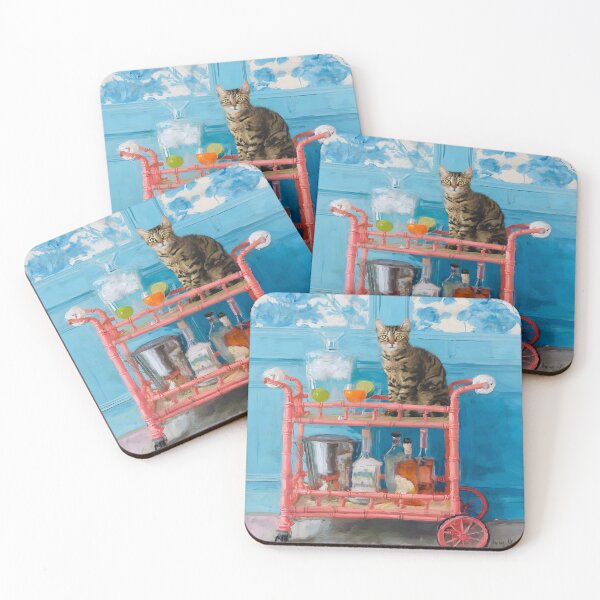 Item preview, Tabby cat in a drinks cart designed and sold by SophieClimaArt.