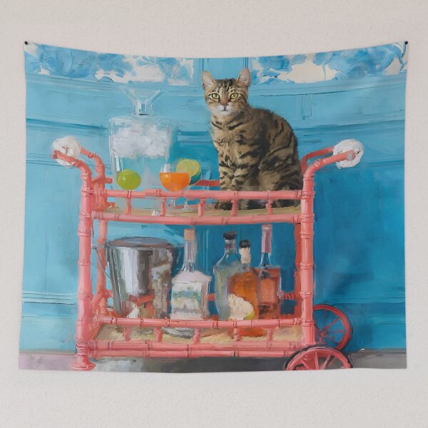 Item preview, Tabby cat in a drinks cart designed and sold by SophieClimaArt.
