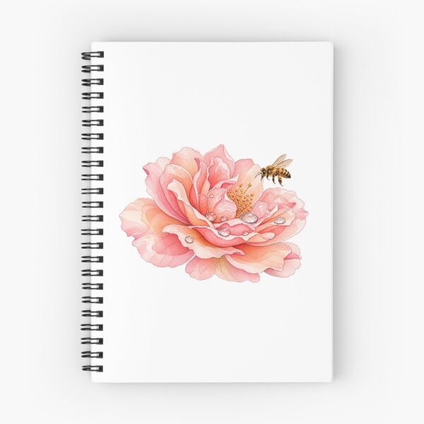 Item preview, Pink Rose with Honey Bee – Watercolor Flower and Bee | Romantic Cottagecore Nature Art designed and sold by MrDev.