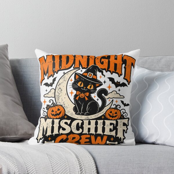 Aperçu de l'œuvre Équipe de farces de minuit Chat noir vintage d'Halloween créée et vendue par Livanty.
