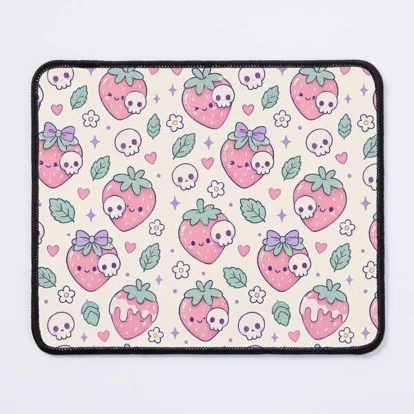 Item preview, Kawaii Skull Strawberry Pattern designed and sold by Soft Berry Studio.
