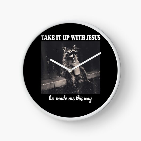 Item preview, Take It Up With Jesus He Made Me This Way Cool Raccoon Sunglasses Iced Coffee Fan Apparel designed and sold by Sendowart.