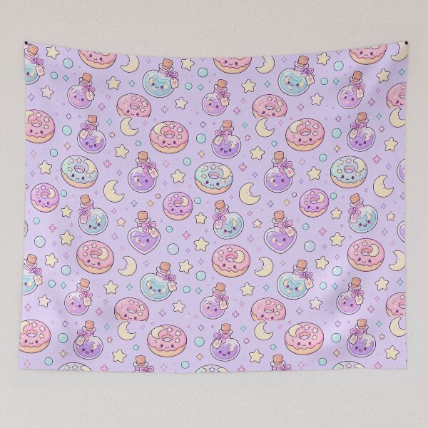 Item preview, Kawaii Potion Moon Donut Pattern designed and sold by Soft Berry Studio.