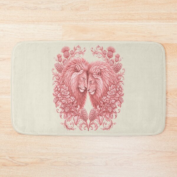 Item preview, Pink Floral Lion Pair Vintage Illustration designed and sold by the artedivino.