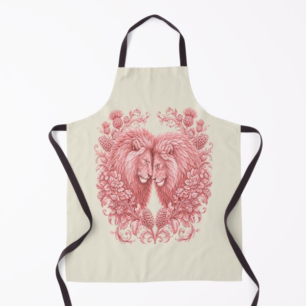 Item preview, Pink Floral Lion Pair Vintage Illustration designed and sold by the artedivino.