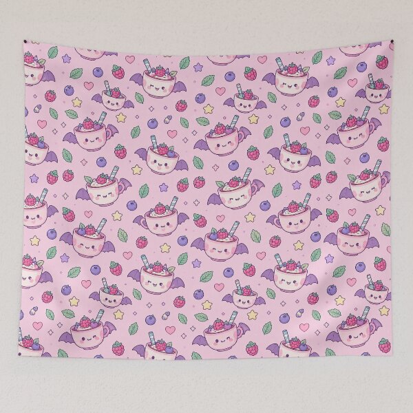 Item preview, Kawaii Bat Berry Cup Pattern designed and sold by Soft Berry Studio.