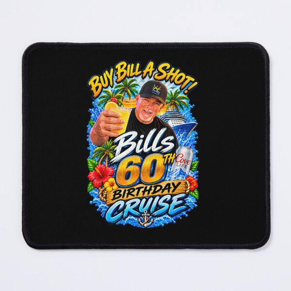 Item preview, Buy Bill A Shot Bills 60th Birthday Cruise Tropical Party Celebration Fan Apparel designed and sold by Sendowart.