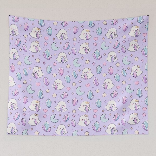 Item preview, Kawaii Crystal Ghost Pattern designed and sold by Soft Berry Studio.
