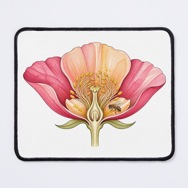 Item preview, Pink Rose Flower with Honey Bee – Botanical Watercolor Cutaway | Floral Nature Art designed and sold by MrDev.