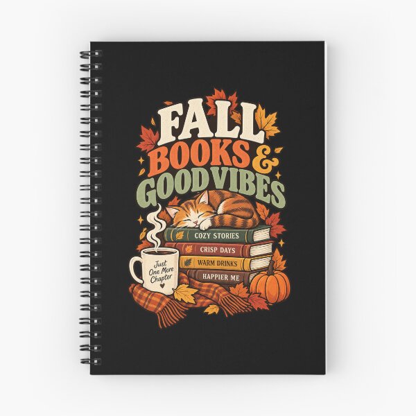 Item preview, Fall Books and Good Vibes Cozy Autumn Cat Reader designed and sold by Ridaelb.